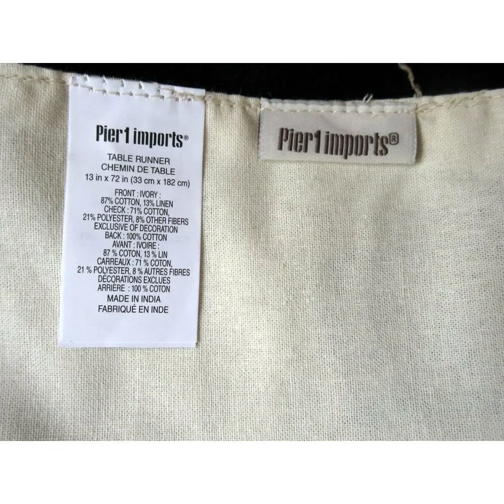 NWT Pier‎ 1 Imports Bunnies in Yellow Truck Table Runner Cream Buffalo Check